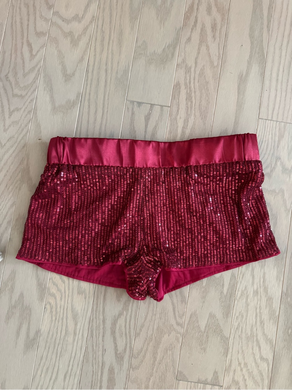 PrettyLittleThing Sequin Wine Red Bike Shorts
